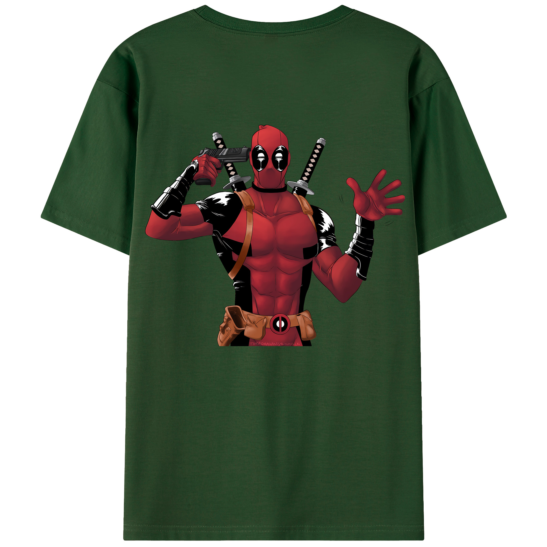 （画像用） Deadpool デッドプール 綿100％半袖Tシャツ（背面プリント）